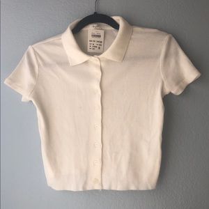 Cropped button down collared shirt